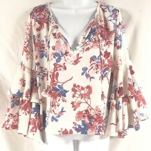 Misa Los Angeles Trumpet Sleeve Blouse